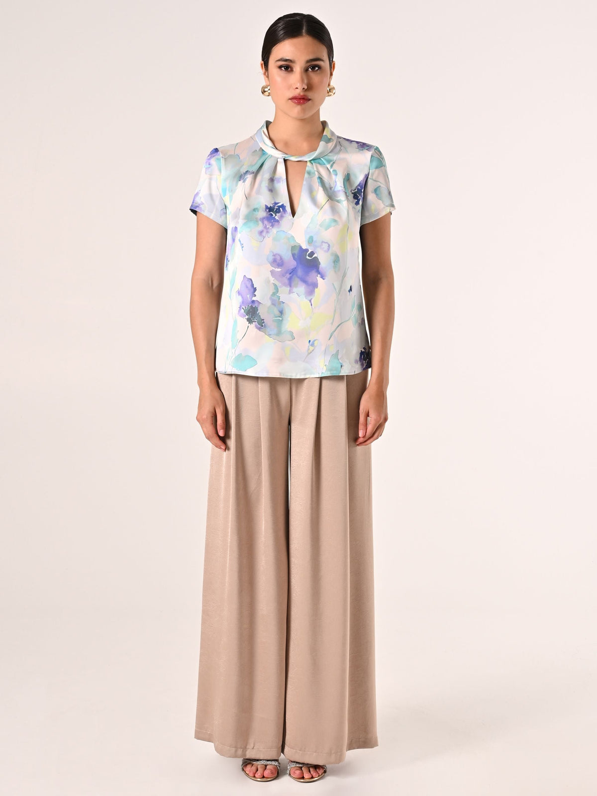 Blusa Curvy in Raso Fantasia Floreale
