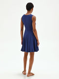 Abito blu fit and flare con scollo a goccia