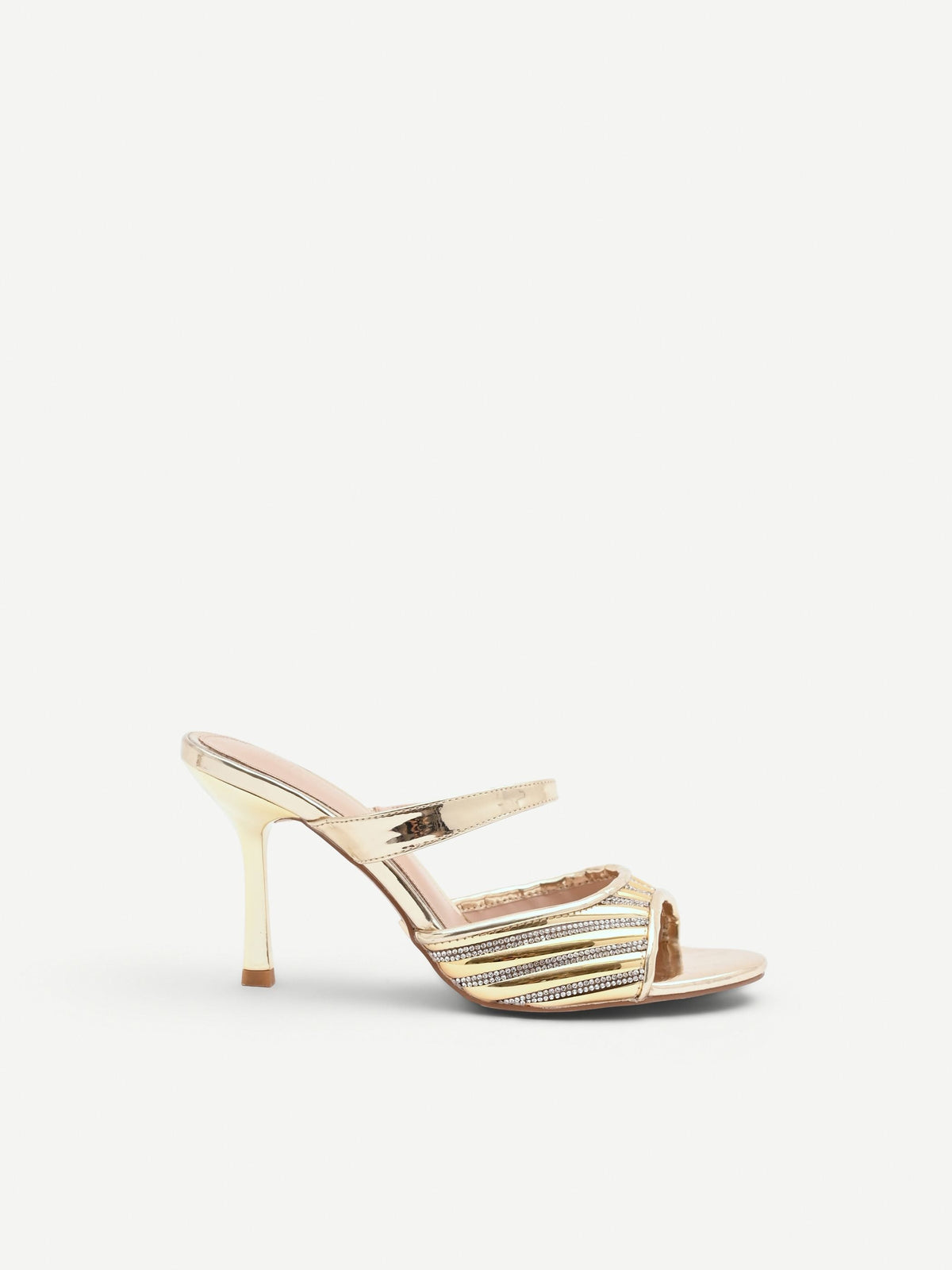 Sandalo sabot oro con fascia di strass