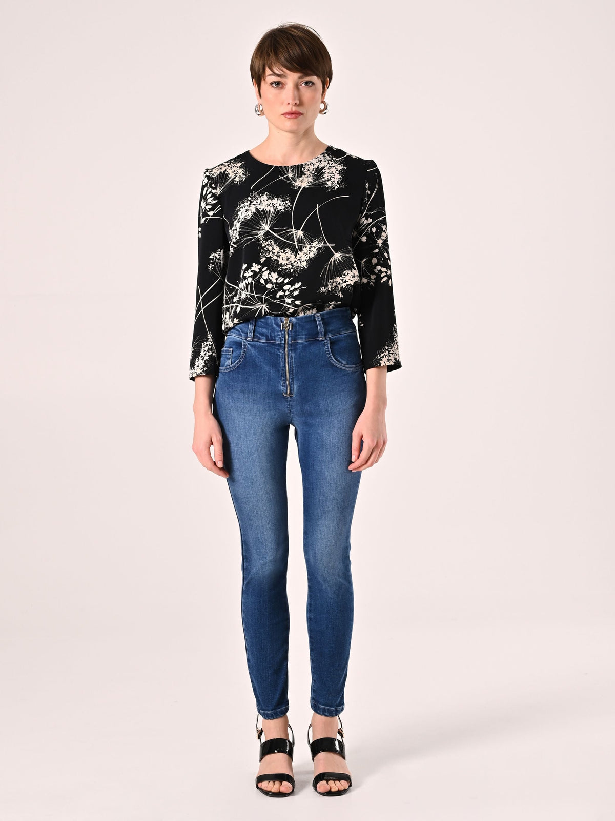 Blusa stampa Floreale Black & White