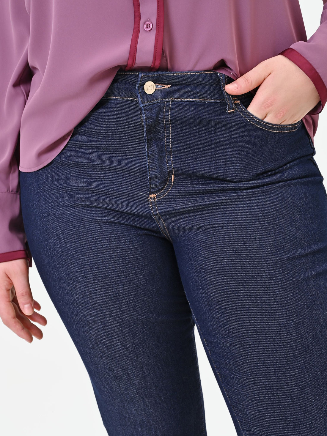 Jeans Curvy  flare blu a vita alta