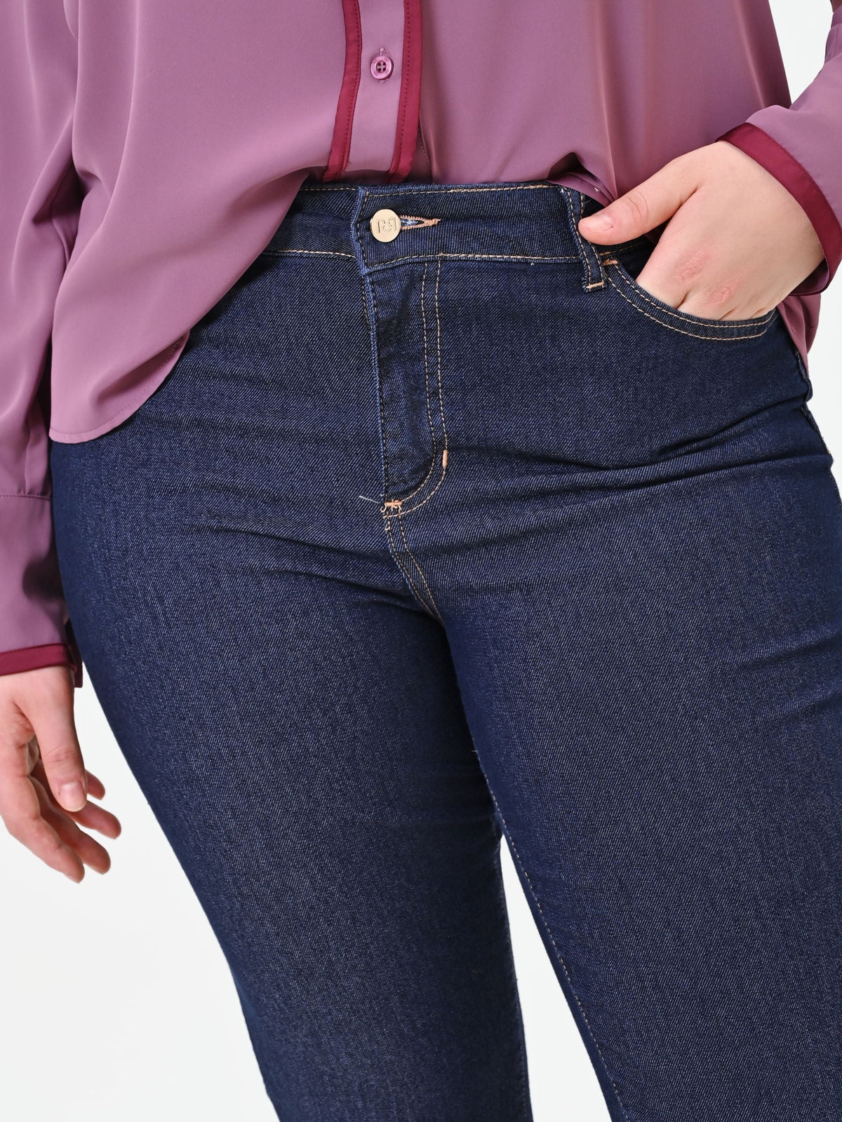 Jeans Curvy  flare blu a vita alta
