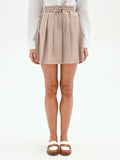 Minigonna a pieghe tortora beige