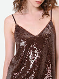 Top in paillettes moro marrone