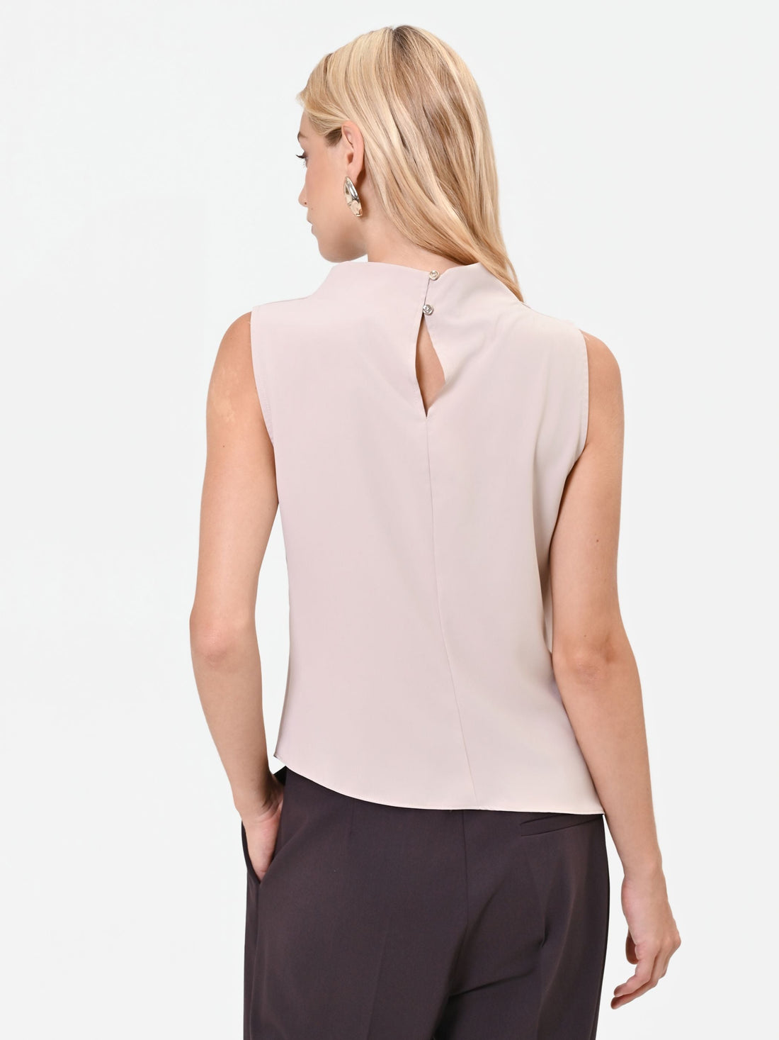 Top asimmetrico drappeggiato tortora beige
