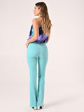 Pantaloni in Tessuto Tecnico Verde Acqua con Fascione in Vita