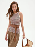 Top in maglia a righe color cioccolato