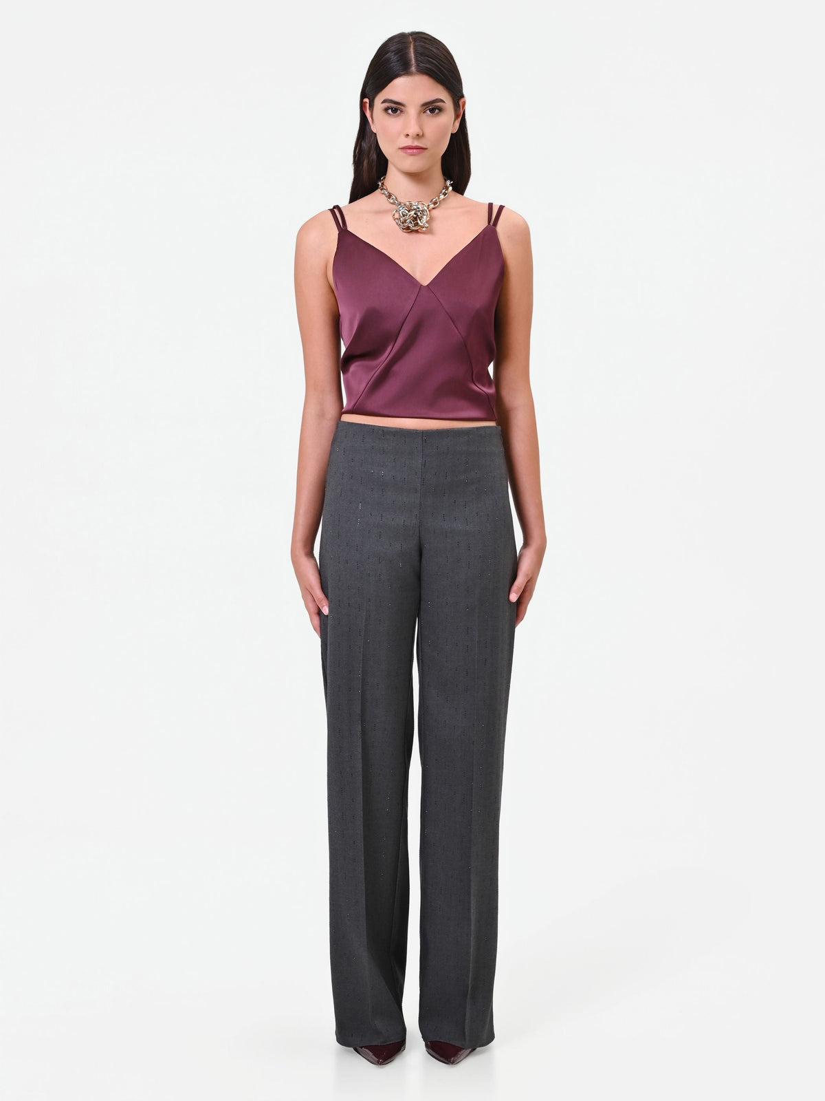 Pantalone grigio scuro a gamba dritta Giorgia Palmas X Rinascimento