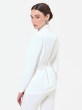 Giacca bianca con revers in raso