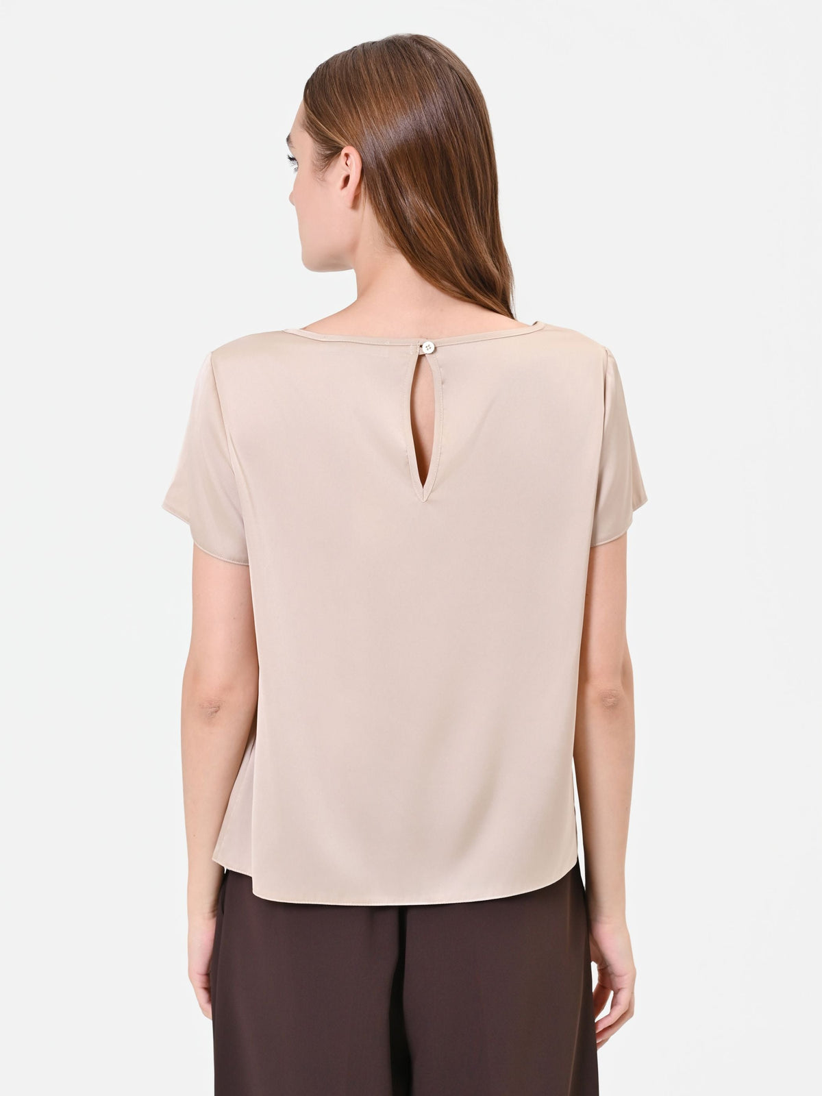 Blusa in raso tortora beige