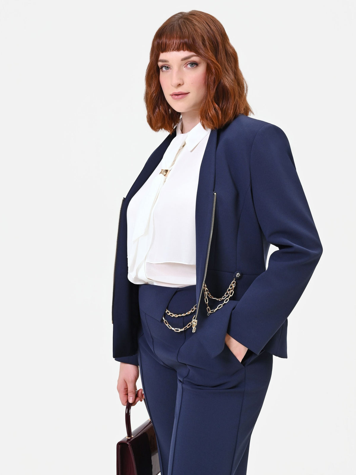 Giacca Curvy  blu navy in scuba crepe