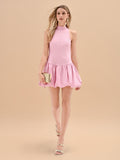 Abito rosa con gonna a palloncino