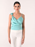 Top Monospalla Verde Acqua con decoro Gold