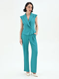 Pantalone Studio con pinces in cadi verde smeraldo