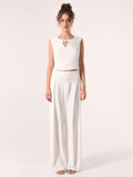 Top con Fibbia in Crepe Bianco