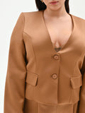 Giacca Curvy marrone bronzo in raso