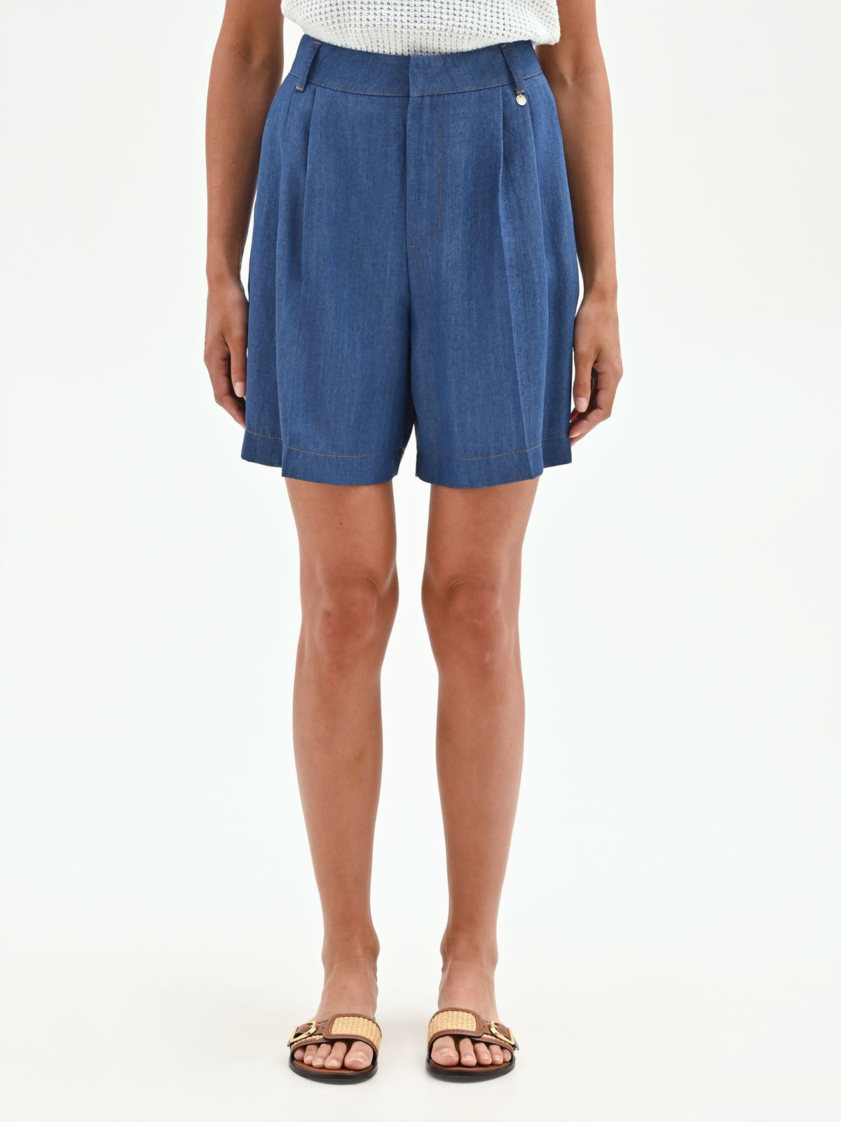 Bermuda in chambray con pinces
