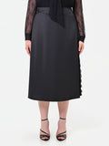 Gonna Midi Curvy in Raso con Inserti in Pizzo