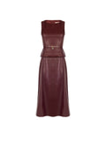 Abito midi in similpelle rosso bordeaux Giorgia Palmas X Rinascimento
