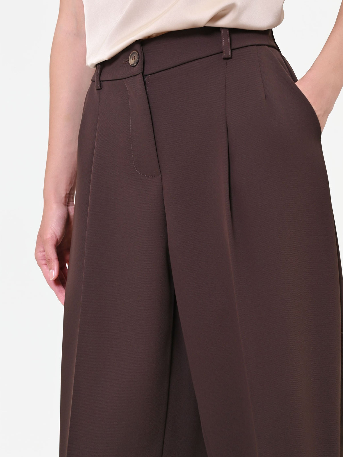 Pantalone marrone testa di moro con pinces