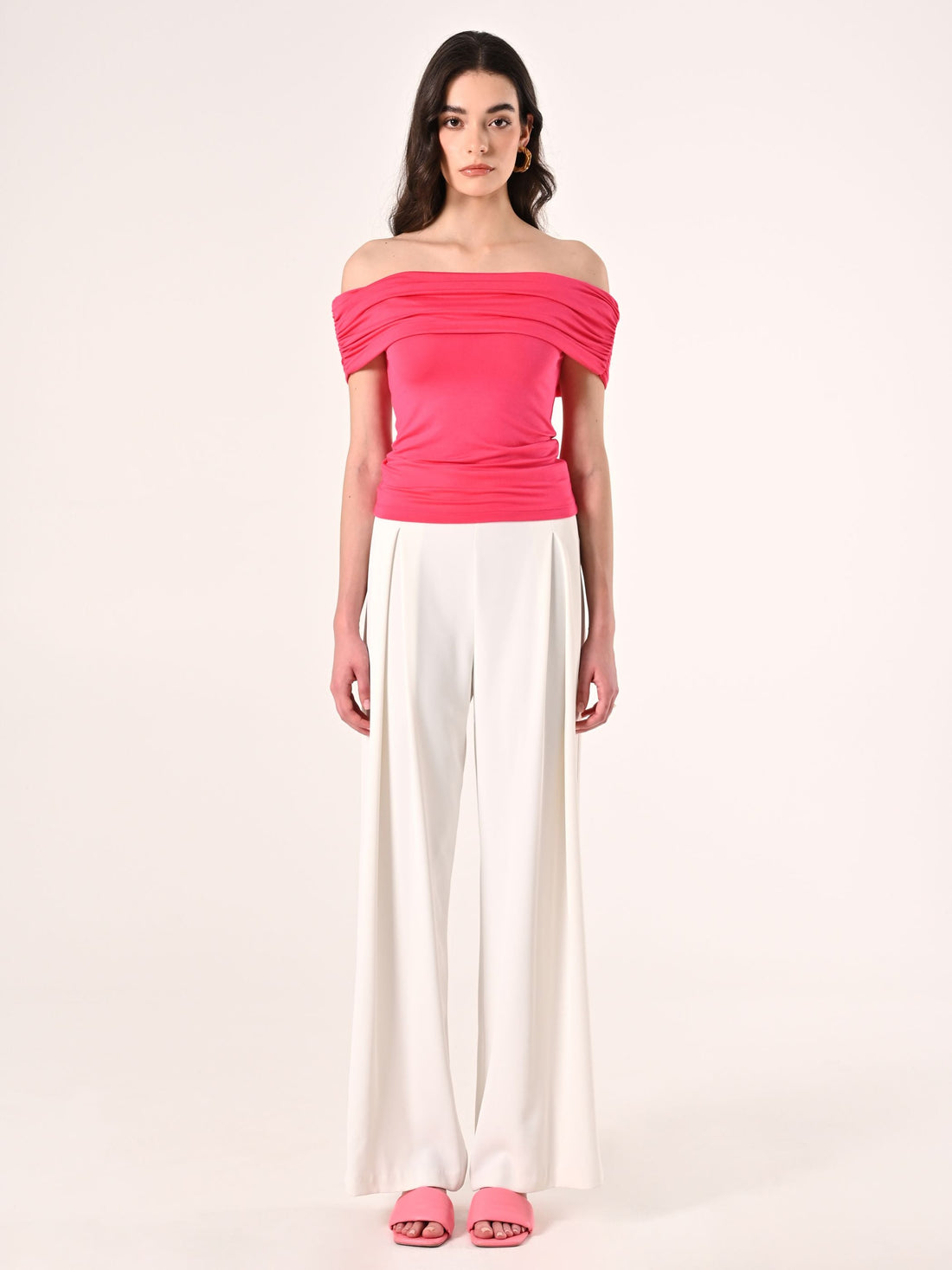 Top off-the-Shoulders Fuxia