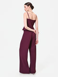 Pantalone a palazzo bordeaux dalla linea fluida
