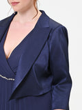 Giacca Curvy bolero in raso blu navy