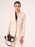 Giacca a Due Bottoni in Tessuto Tecnico Beige Chiaro