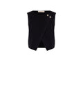 Crop Top Nero con Bottoni Gioiello