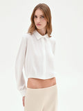 Camicia cropped panna con fondo elastico