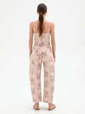 Pantalone rosa in denim stampa floreale