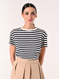 T-Shirt Mariniére a Righe Bianche e Blu