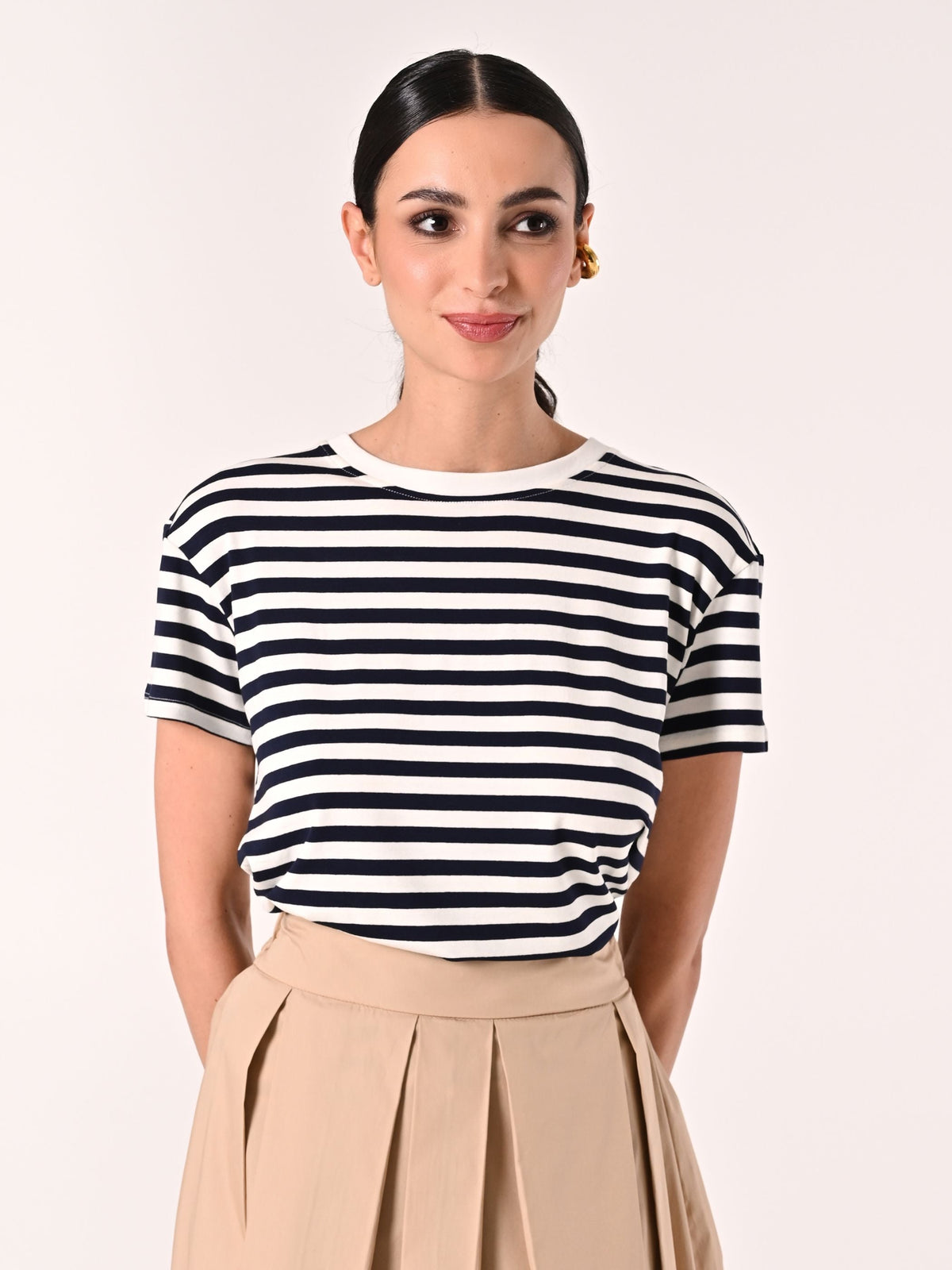 T-Shirt Mariniére a Righe Bianche e Blu