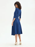 Abito midi blu brillante con cintura in vita