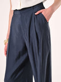 Pantaloni Ampi in Misto Modal Blu