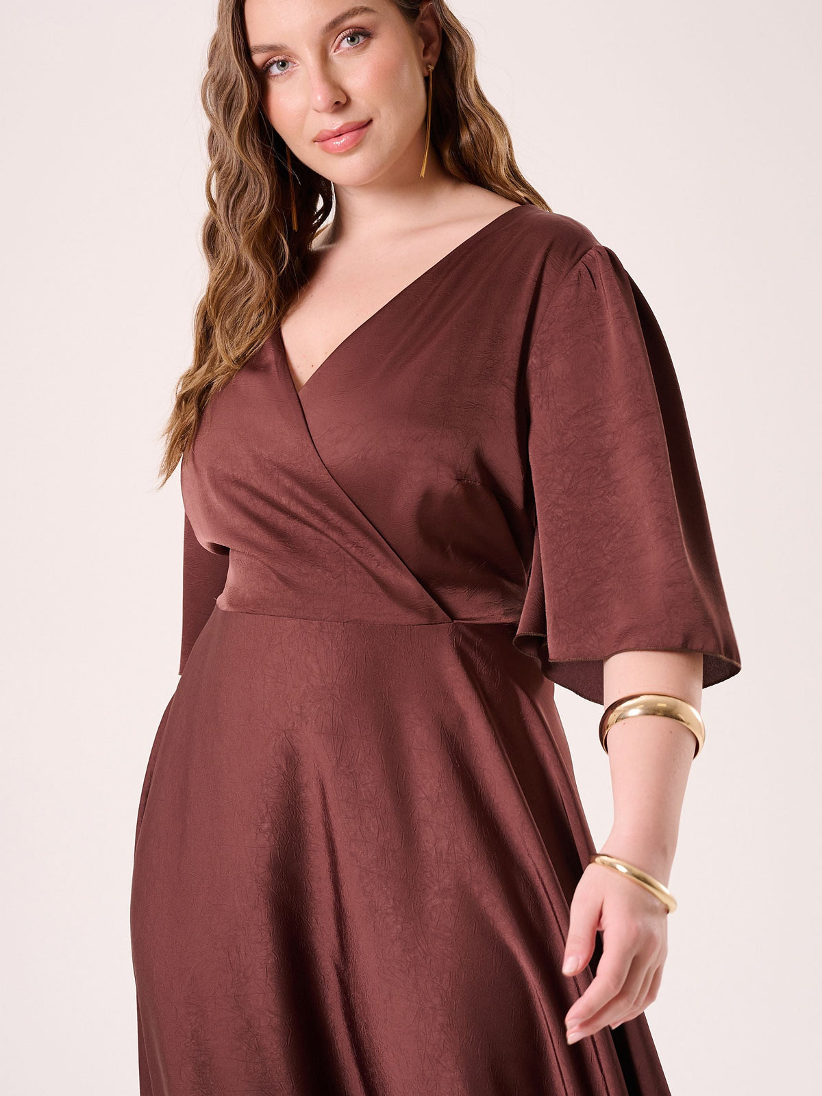 Abito Curvy Lungo Marrone Cioccolato