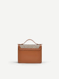 Borsa pochette cuoio con inserto intrecciato