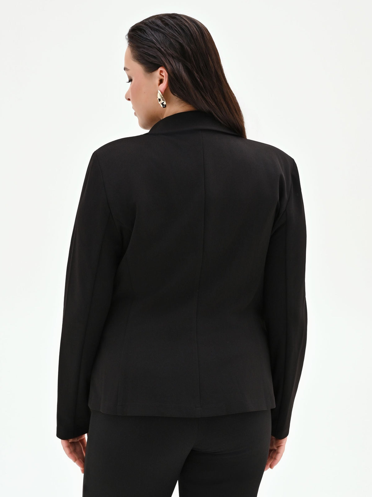 Blazer nero monopetto Curvy in scuba mano crepe