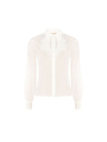 Camicia panna bianco in georgette con ruches
