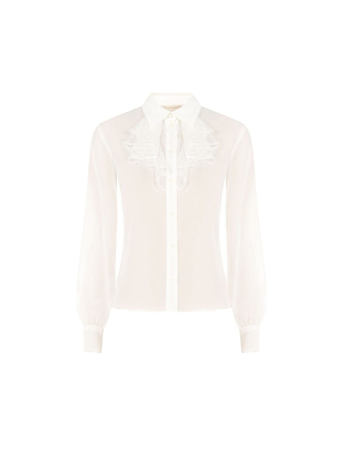 Camicia panna bianco in georgette con ruches