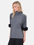 Maglia in viscosa grigio scuro con polsi effetto pelliccia