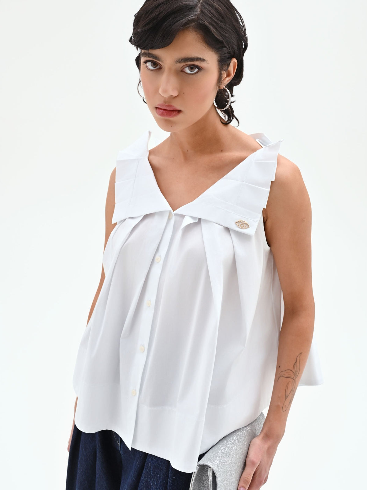 Blusa bianca in popeline