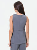 Gilet grigio con pieghe incrociate