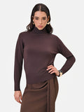 Maglia a dolcevita in viscosa marrone moro