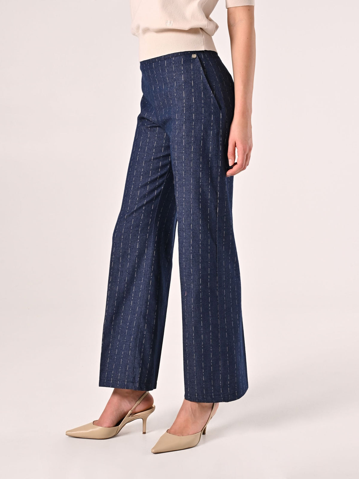 Pantaloni in Denim effetto Gessato