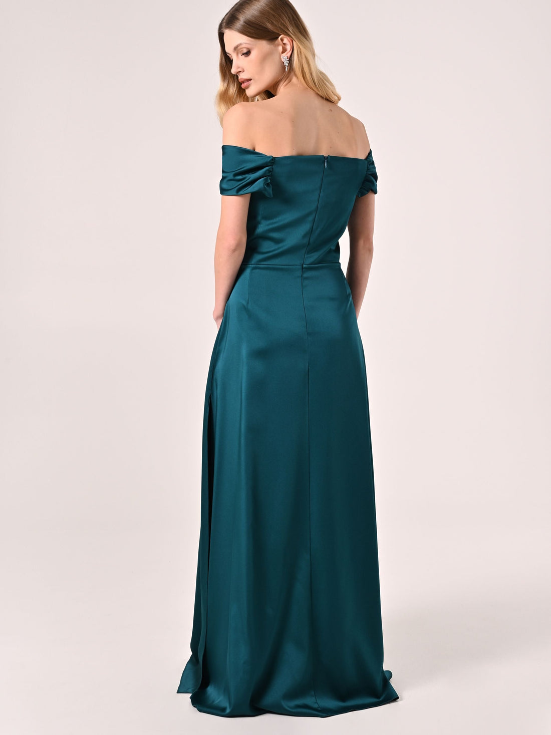 Abito Lungo off-the-shoulders Verde Reale