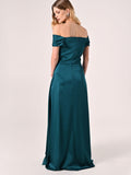 Abito Lungo off-the-shoulders Verde Reale