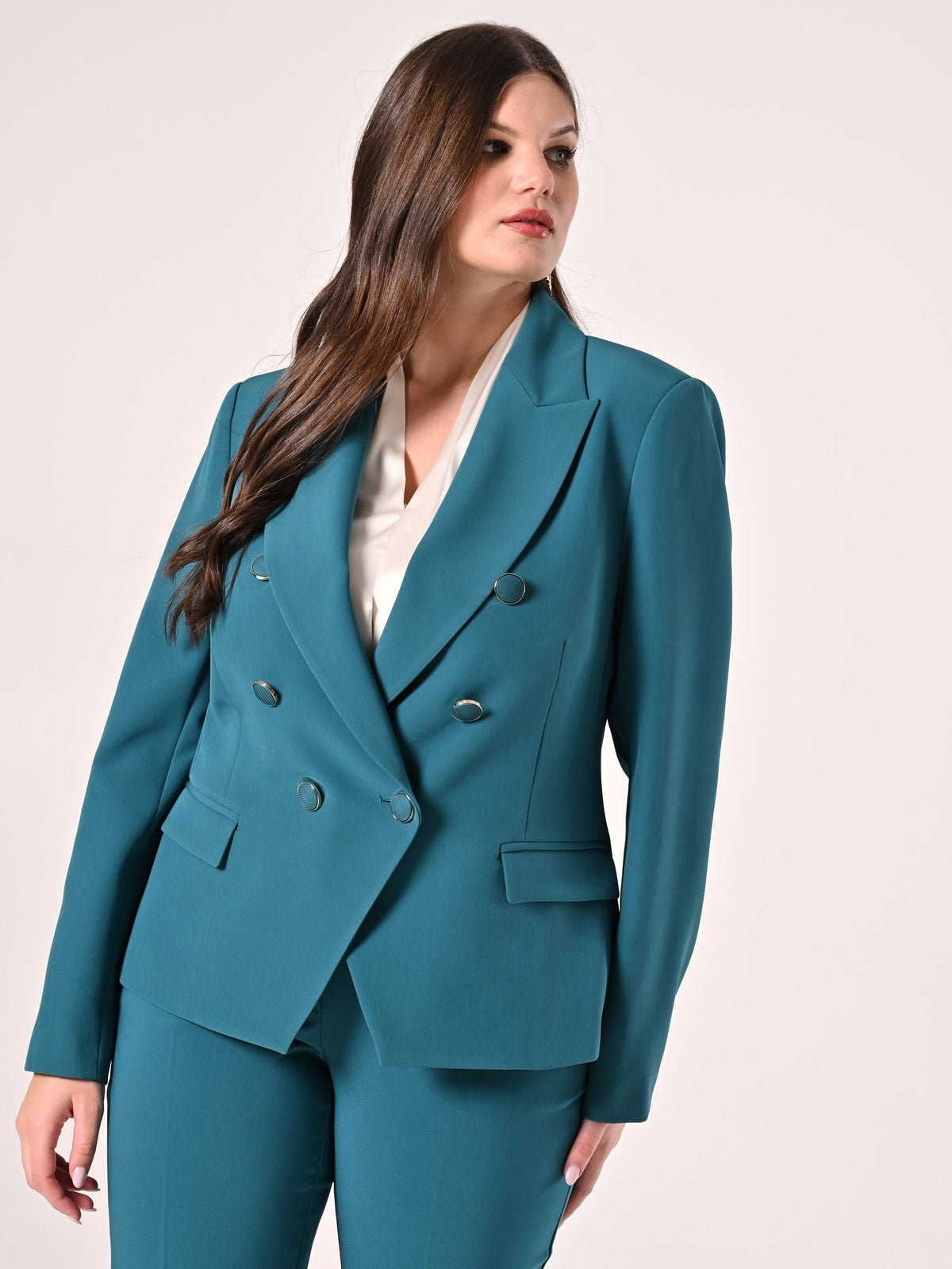 Giacca Curvy Doppiopetto Verde Reale