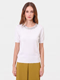 Maglia in misto viscosa con decoro strass