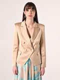Giacca in Raso di Viscosa Beige Scuro